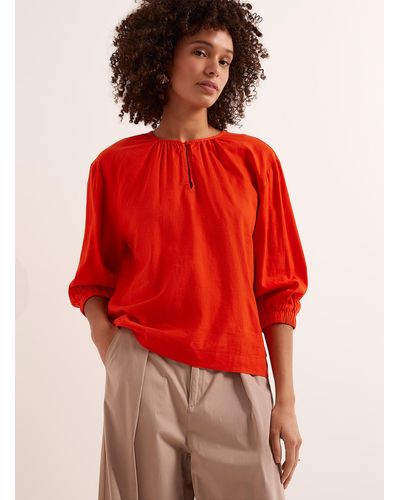 Inwear Pattie Tangerine Linen Blouse - Red