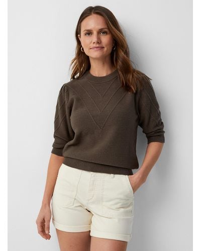 Contemporaine V-ribbed Sweater (women, Green, Large) - Brown