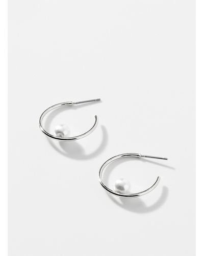 Pilgrim Pearly Open Hoop Earrings - Metallic