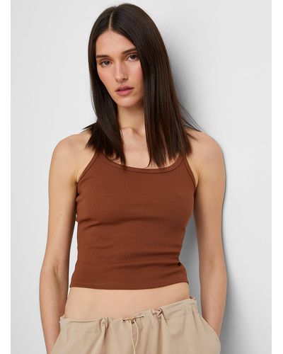 Icône Fine Ribbing Fitted Cami - Brown