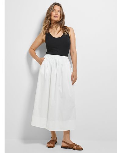 Contemporaine Pure Cotton Voluminous Poplin Skirt - White