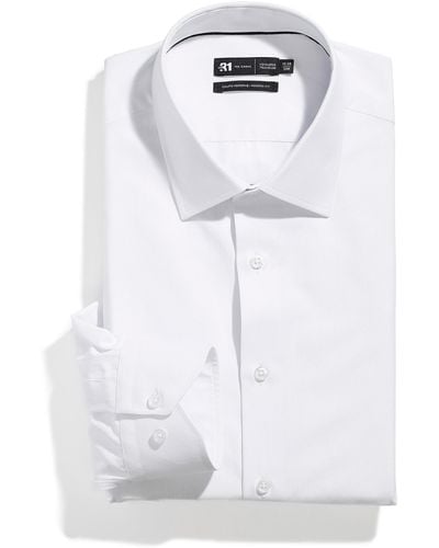 Le 31 Geometric Jacquard Shirt Modern Fit Innovation Collection - White