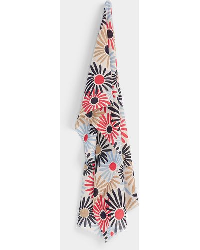 Fraas Colourful Daisies Lightweight Scarf - White