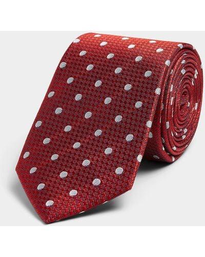 Le 31 Jacquard Dot Colourful Tie - Red