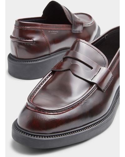 Vagabond Shoemakers Alex M Burgundy Leather Penny Loafers Men - Brown