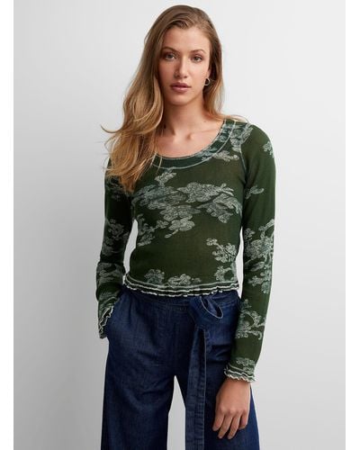 Free People Garner Forest Green Scalloped T