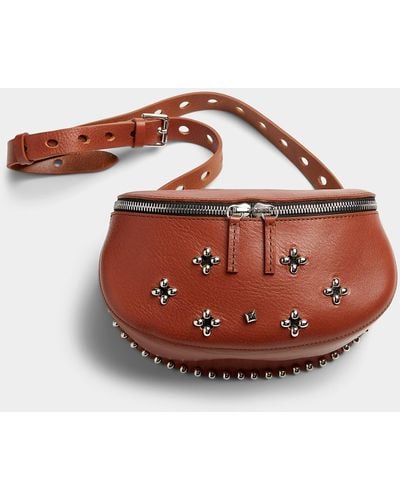 Herbert Frère Soeur Lili Rock Fleurs Studded Leather Waist Bag - Brown