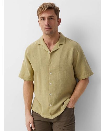 Le 31 Raw Knit Camp Shirt Comfort Fit - Green
