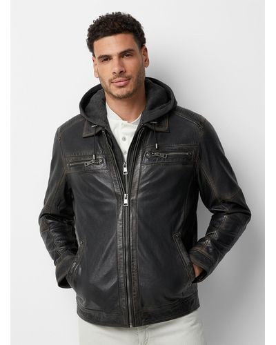 Le 31 Hooded Leather Jacket - Black