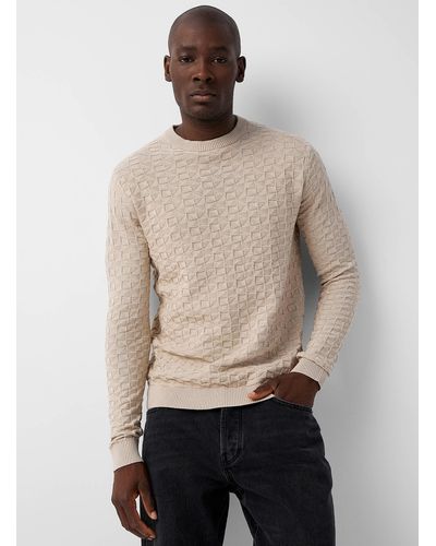 Only & Sons Geo Jacquard Sweater - Natural