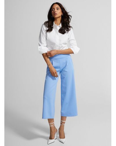 Ichi Structured Jersey Cropped Pant - Blue