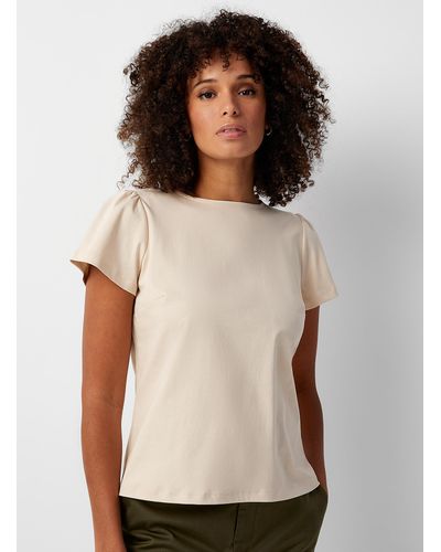 Contemporaine Gathered Sleeves Structured T - Brown