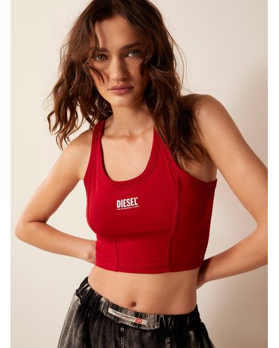 DIESEL Alinka Topstitched Lounge Cropped Cami - Red