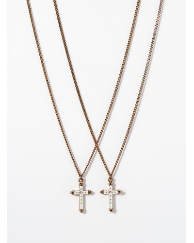 DSquared² Golden Double Cross Necklace - White