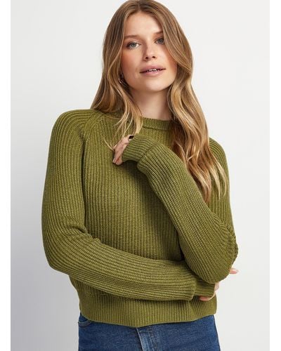 Icône Ribbed Raglan Sweater - Green