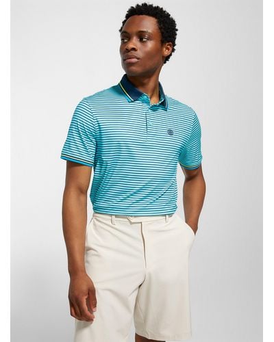 G/FORE Horizontal Stripe Golf Polo - Blue