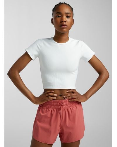 I.FIV5 Cropped Ribbed T - White