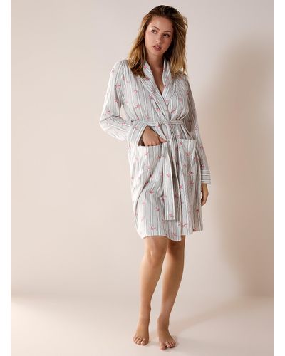 Ralph Lauren Stripe And Rose Robe - Natural