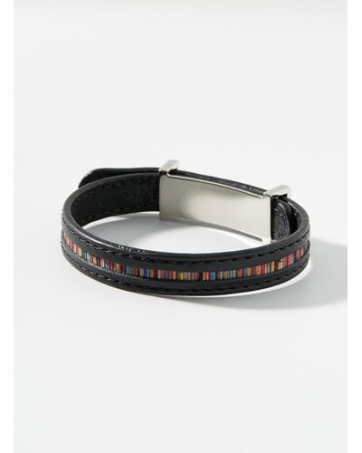Paul Smith Striped Leather Wrap Bracelet - Multicolor