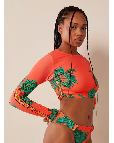 Maaji Ruched Coral Look Crop Top Reversible Design - Red