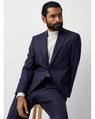 Jack Victor Navy Flannel Suit Regular Fit - Blue