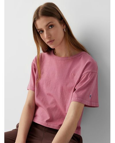 Champion Embroidered Faded Crop T - Pink