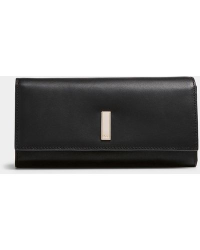 BOSS Ariell Continental Leather Flap Wallet - Black