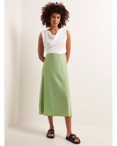 Y.A.S Straight Satiny Midi Skirt - Green