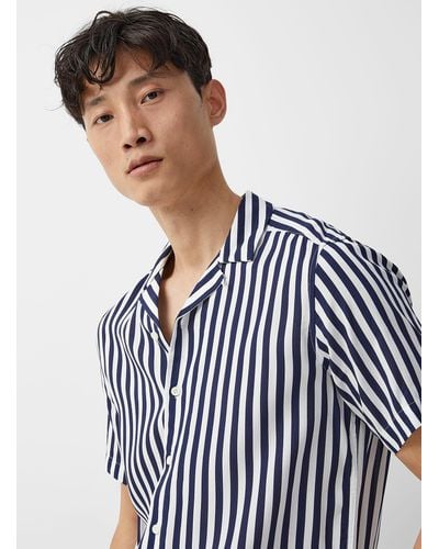 Only & Sons Seaside Stripe Camp Shirt Comfort Fit - Blue
