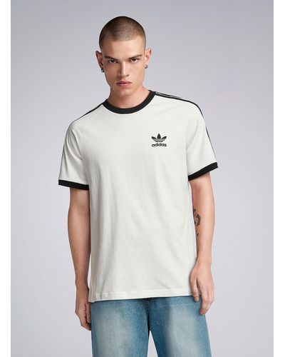 adidas 3-stripe Ringer T-shirt (men, White, Large) - Grey