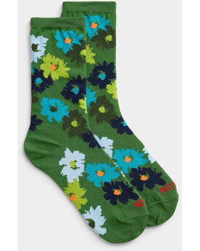 Hot Sox Abstract Floral Sock - Green