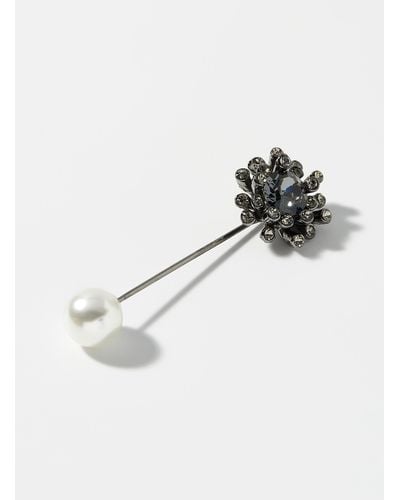 Le 31 Crystal And Pearl Flower Pin - White