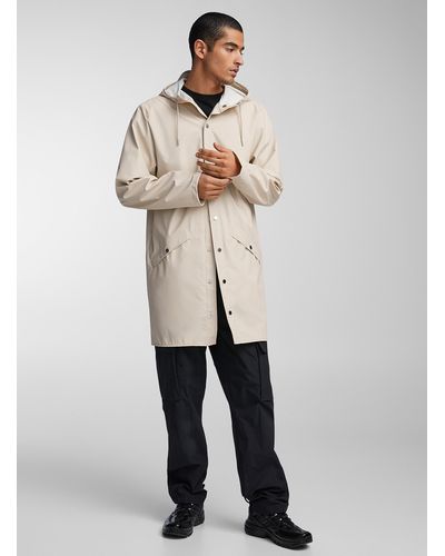 Rains Long Minimalist Raincoat - Natural