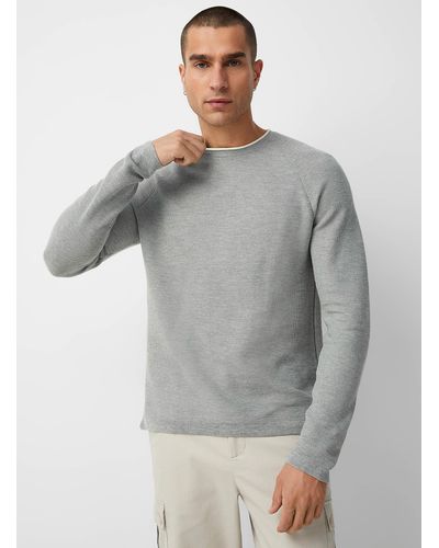 Le 31 Honeycomb Textured Sweater - Gray