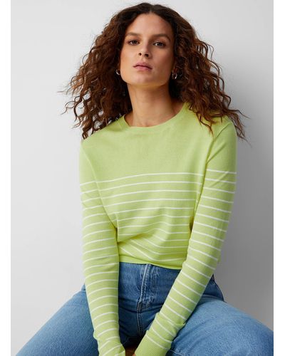 Contemporaine Light Knit Striped Sweater - Green