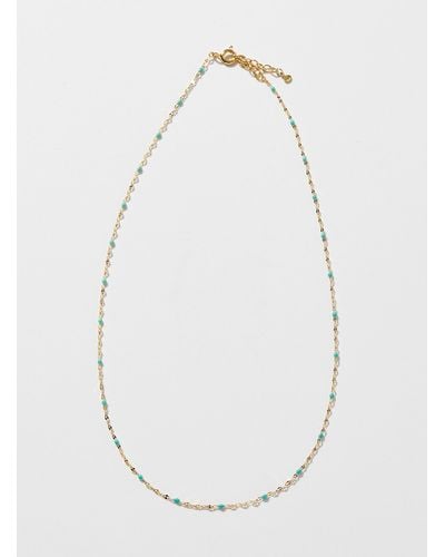 Tai Thin Turquoise Bead Chain - White