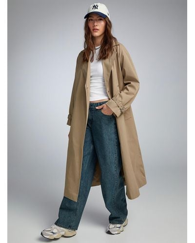 ONLY Long Beige Belted Trench Coat - Blue