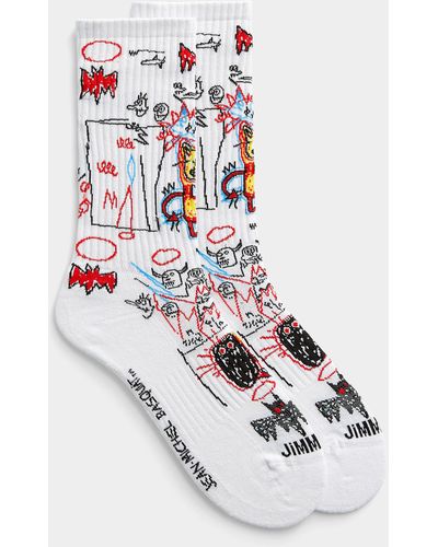 Jimmy Lion Basquiat Batman Athletic Socks - White