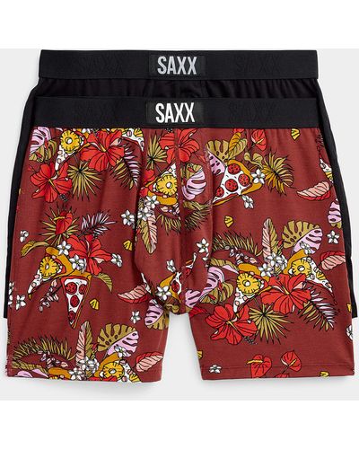 Saxx Underwear Co. Pizza And Flowers Boxer Briefs Ultra - Red