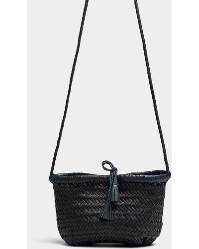 Dragon Minsu Braided Zigzag Leather Bag - Black