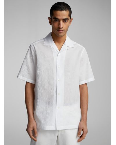 Zegna White Waffled Cotton Shirt