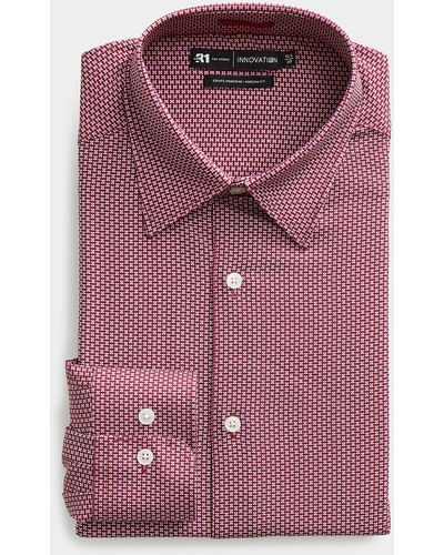 Le 31 Geo Mosaic Fluid Shirt Modern Fit Innovation Collection - Pink