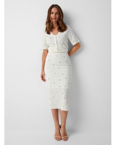 Saint Tropez Dorry Wrinkled Texture Midi Skirt - White