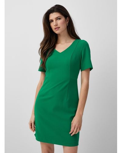 Contemporaine Zippered Back Stretch Dress - Green