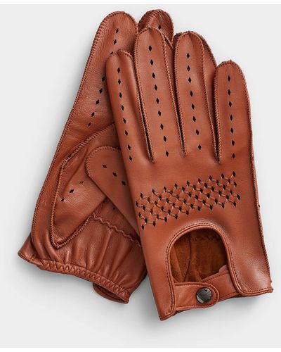 Le 31 Perforated Leather Driving Gloves - Brown