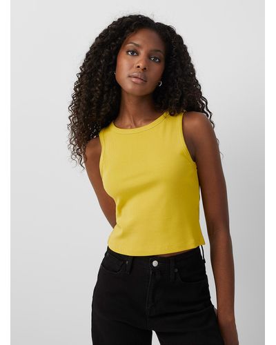 Contemporaine Baby Ribbed Cropped Cami - Yellow