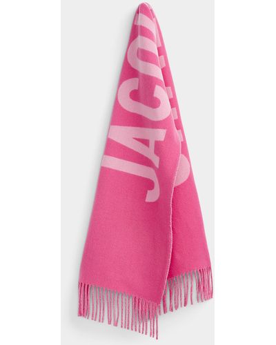 Jacquemus Contrasting Signature Virgin Wool Scarf - Pink