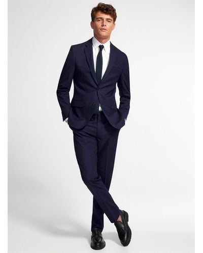 Le 31 Monochrome Recycled Polyester Suit Stockholm Fit - Blue