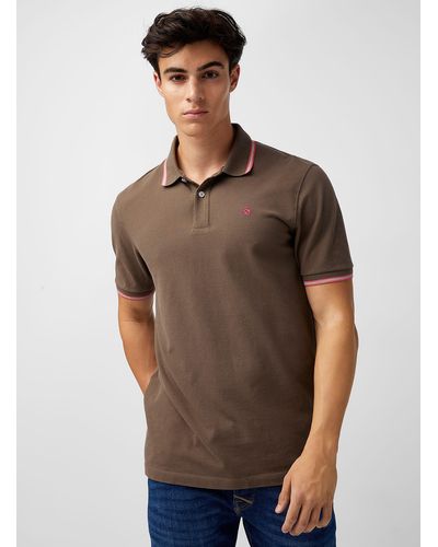 Scotch & Soda Accent Trim Piqué Polo - Brown