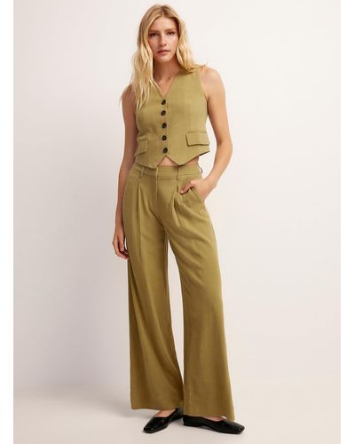 Vero Moda Touch Of Linen Pleated Wide - Green